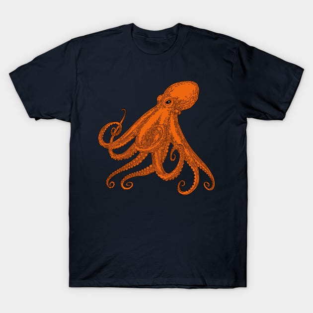 Orange Octopus Marine Life T-Shirt by IndigoLark